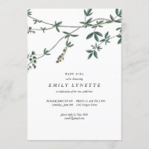 Delicate wijnstokken geïllustreerd Baby shower uit