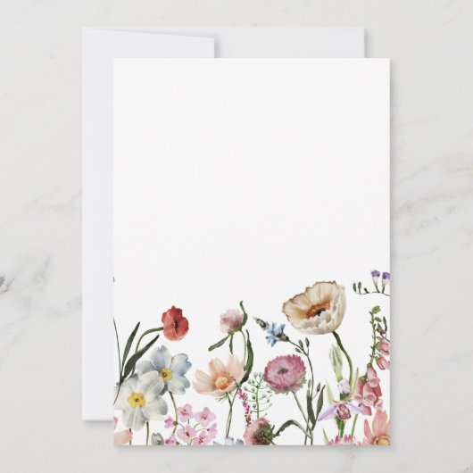 Delicate Wild Flowers Wreath Garden Wedding Kaart (Achterkant)