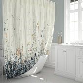 Delicate Wildbloem Watercolou Indigo Blue Yellow Douchegordijn