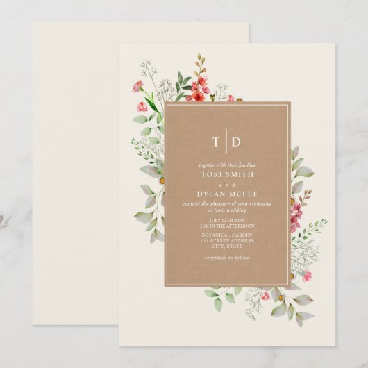 Delicate Wildbloemen Botanische bruiloft van kardi Kaart (Voorkant / Achterkant)