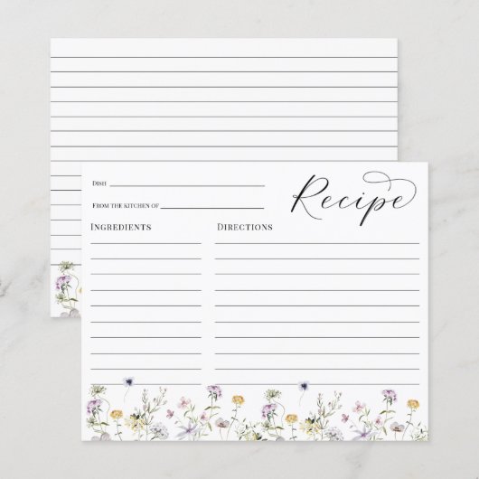 Delicate Wildbloemen Vrijgezellenfeest Recipkaart (Voorkant / Achterkant)