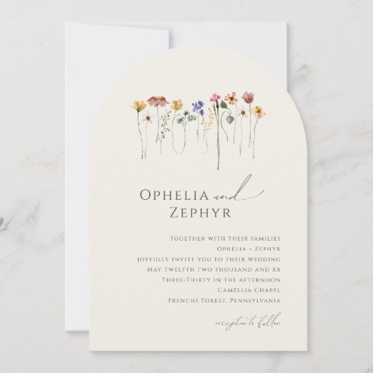 delicate wilde bloem | Beige trouwboog Kaart (Voorkant)