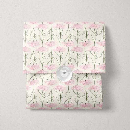 Delicate Wilde Bloem Bladpatroon Pastel Roze Tissuepapier