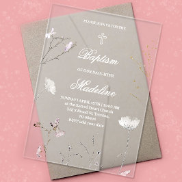 delicate wilde bloemen Acryl uitnodiging