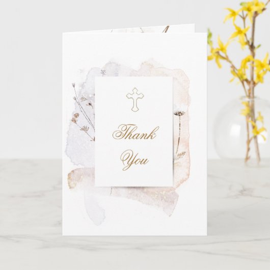 delicate wilde bloemen Baptisme bedankt voor je ko Kaart (Gele Bloem)