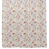 Delicate wilde bloemen boho cocquette strik patter douchegordijn (Voorkant)