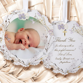 delicate wilde bloemen Doop dank u Ornament Kaart
