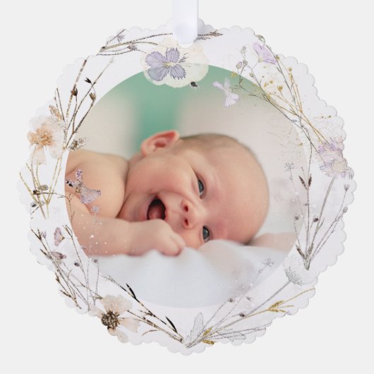 delicate wilde bloemen Doop dank u Ornament Kaart (Voorkant)