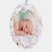 delicate wilde bloemen Doop dank u Ornament Kaart (Links)