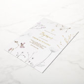 delicate wilde bloemen Doop Folie Uitnodiging (Gedraaid)