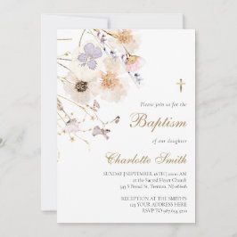 delicate wilde bloemen doop uitnodiging