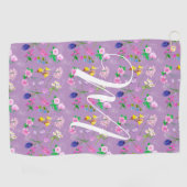 Delicate wilde bloemen in paarse. Custom Golfhanddoek (Horizontaal)