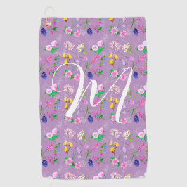 Delicate wilde bloemen in paarse. Custom Golfhanddoek