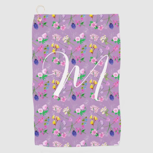 Delicate wilde bloemen in paarse. Custom Golfhanddoek (Voorkant)
