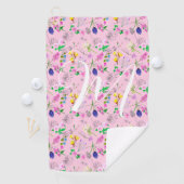 Delicate wilde bloemen in roze. Custom Golfhanddoek (Insitu)