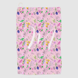 Delicate wilde bloemen in roze. Custom Golfhanddoek