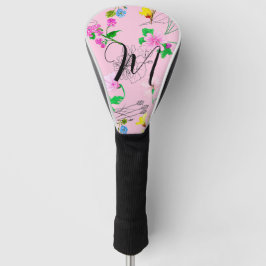 Delicate wilde bloemen in roze. Custom Golfheadcover