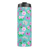 Delicate wilde bloemen in turquoise. Custom. Thermosbeker (Voorkant)