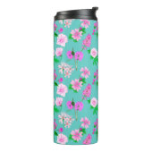 Delicate wilde bloemen in turquoise. Custom. Thermosbeker (Gedraaid links)