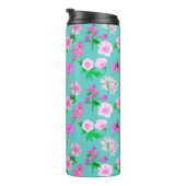 Delicate wilde bloemen in turquoise. Custom. Thermosbeker (Geroteerd rechts)