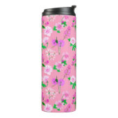 Delicate wilde bloemen in zacht roze. Custom. Thermosbeker (Gedraaid links)