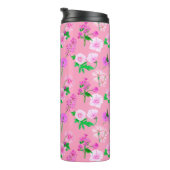 Delicate wilde bloemen in zacht roze. Custom. Thermosbeker (Geroteerd rechts)