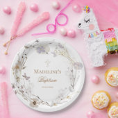 delicate wilde bloemen krans doop papieren bordje (Feest)