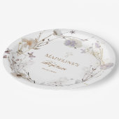 delicate wilde bloemen krans doop papieren bordje (Gekanteld)