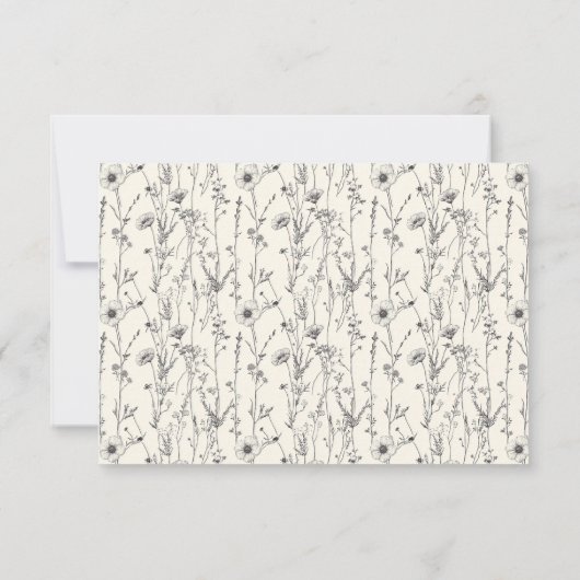 Delicate wilde bloemen naadloos patroon bruiloft bedankkaart (Achterkant)