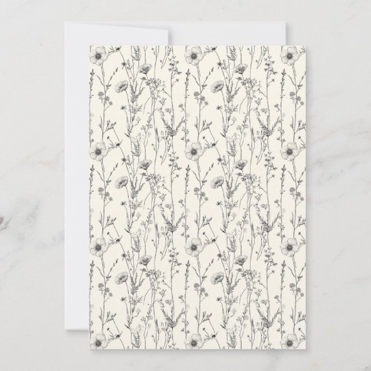 Delicate wilde bloemen naadloos patroon bruiloft kaart (Achterkant)