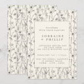 Delicate wilde bloemen naadloos patroon bruiloft kaart (Voorkant / Achterkant)