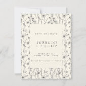 Delicate wilde bloemen naadloos patroon bruiloft save the date (Voorkant)