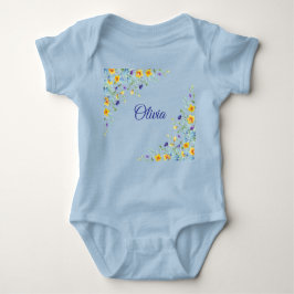 Delicate wilde bloemen op blauw romper