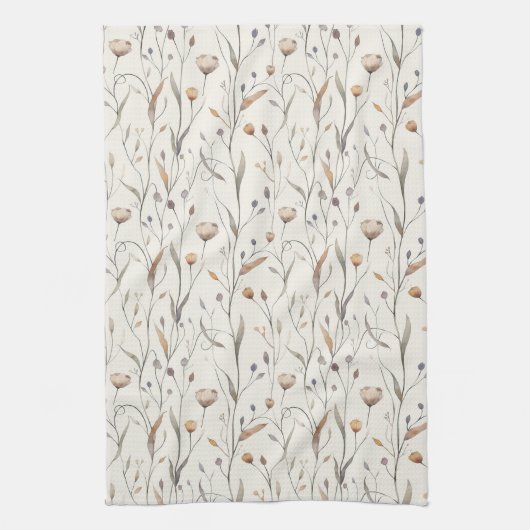 Delicate wilde bloemen theedoek (Verticaal)