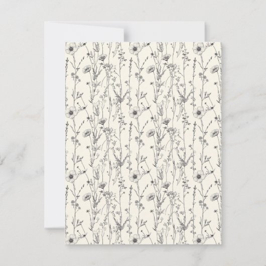 Delicate wilde bloemen tuin bruiloft save the date (Achterkant)