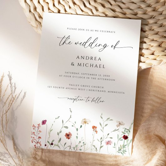 Delicate Wildebloem Boho Romantische Trouwdag Kaart