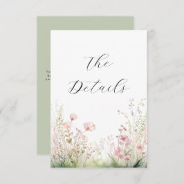 Delicate Wildebloem Bruiloft Details Informatiekaartje