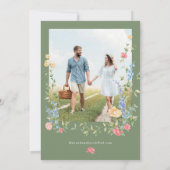 Delicate Wildebloem Salie Groene Foto Bruiloft Save The Date (Achterkant)
