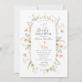 Delicate Wildflower Baby shower Invitation Kaart (Voorkant)
