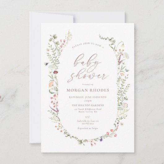 Delicate Wildflower Baby shower Uitnodiging (Voorkant)