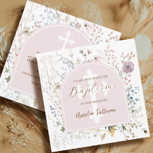 Delicate Wildflower Baptisme Uitnodiging