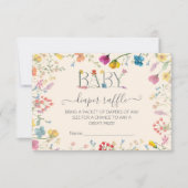 Delicate Wildflower bloementuin Luier Raffle RSVP Kaartje (Voorkant)