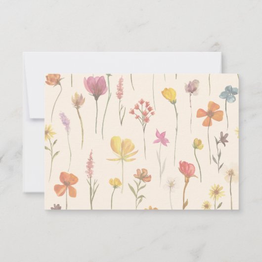 Delicate Wildflower bloementuin Luier Raffle RSVP Kaartje (Achterkant)