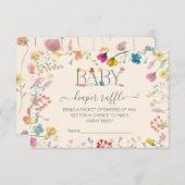 Delicate Wildflower bloementuin Luier Raffle RSVP Kaartje (Voorkant / Achterkant)