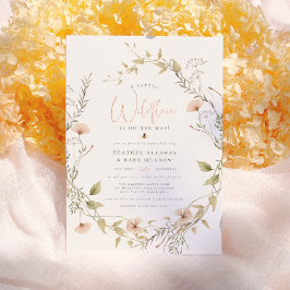 Delicate Wildflower & Boho Bee Baby Girl Shower Kaart