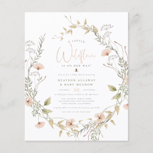 Delicate Wildflower & Boho Bee Budget Baby shower (Voorkant)