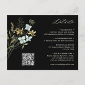Delicate Wildflower Boho Bruiloft Zwart Details Informatiekaartje (Voorkant)
