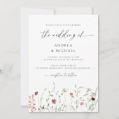 Delicate Wildflower Boho Romantische bruiloft Kaart (Voorkant)