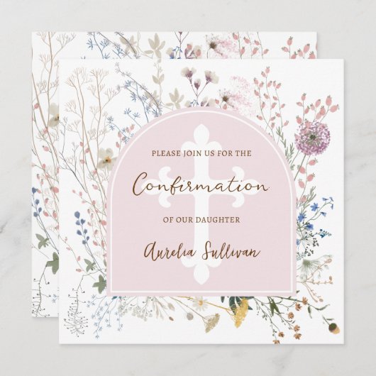 Delicate Wildflower boog Bevestiging uitnodiging (Voorkant / Achterkant)