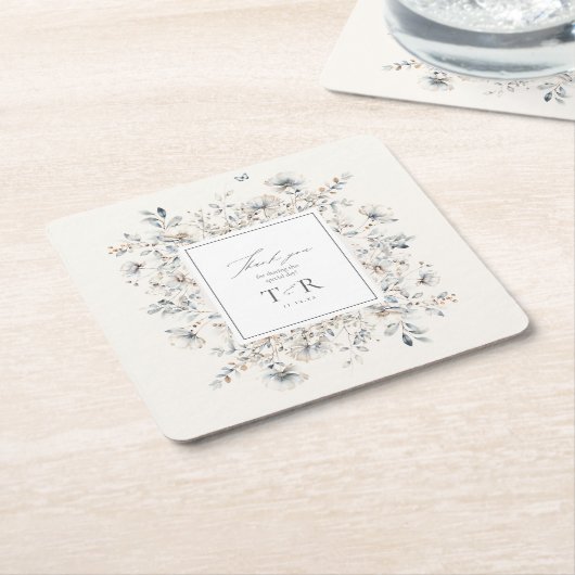 Delicate Wildflower Border Bedankt ID1102 Kartonnen Onderzetters (Schuin)